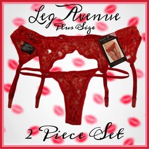 NWT ! LEG AVENUE GARTER AND THONG SET plus size
